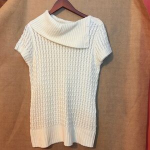 No Boundaries Cream Cable-Knit Short Sleeve Cowl Sweater